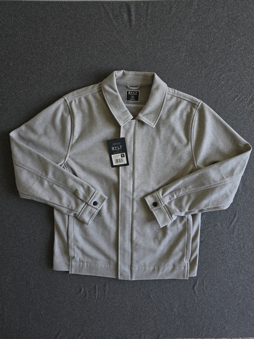 BYLT Premium Basics Coastal Jacket Men's Size Medium Gray Zip Snap Buttons
